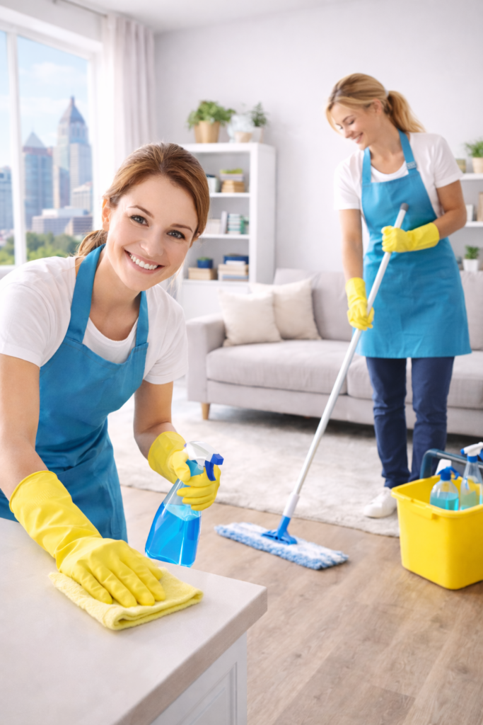 professional women cleaning house in Houston TX home cleaning service